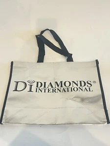 Large Diamonds International Silver and Black Tote Bag 16 x 12 x 5 - Picture 1 of 4