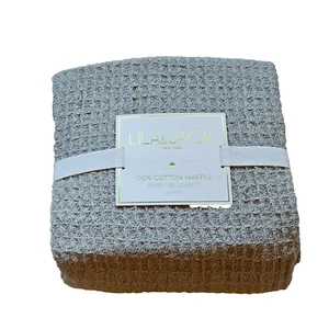 Lila & Jack 100% Cotton Waffle Weave Woven Thermal Baby Blanket 30” x 40” Gray - Picture 1 of 3