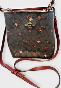 COACH Small Town Bucket Bag Valentine Heart Print Signature Canvas Handbag - Picture 1 of 23