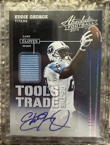 2013 Absolute Football Eddie George Game Used Gloves Relic Auto #12/25 Titans - Picture 1 of 3