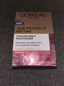 New L'Oreal Paris Age Perfect Rosy Tone Cooling Night Moisturizer, 1.7 OZ - Picture 1 of 4