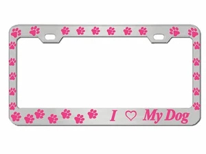 I Love my Dog Metal Auto License Plate Frame Car Tag Holder - Picture 1 of 4