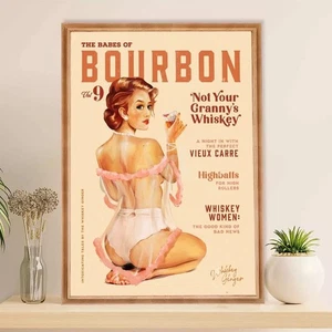 Retro Borbone Ragazza Poste Sexy Pin-Up Stampa Whisky per Uomo Caverna o Salotto - Foto 1 di 8