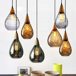 Glass Pendant Lights Kitchen Chandelier Lighting Bedroom Ceiling Light With Blub - Picture 1 of 14