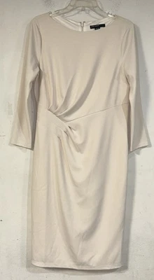 Maggy London French Crepe Side Ruche Sheath Dress Cream Size 10, NWOT - Image 1 of 4