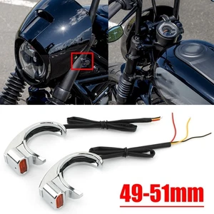 2x Vordergabel-LED-Blinker-Kontrollleucht installieren Vorderradgabel für Harley - Picture 1 of 14