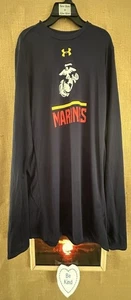 Under Armour Loose Herren M Langarm Pullover Blau Shirt "Marines" Stretch El S - Bild 1 von 4