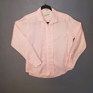 Vintage Diane von Furstenberg Pink Pleated Tuxedo Shirt Size 14 Long Sleeves - Picture 1 of 8