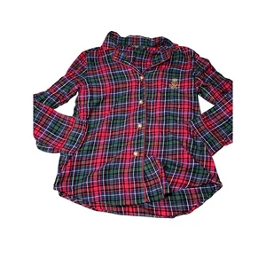 Lauren Ralph Lauren plaid flannel pajama set womens large lounge cozy comfy - Picture 1 of 8