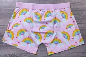 Ropa interior rosa arco iris para hombre mediana 32-34 mordaza regalo corazones calzoncillos boxer divertidos - Imagen 1 de 8