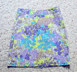 Talbots Size 6 Purple Blue Yellow White Floral Women’s Skirt - Picture 1 of 4