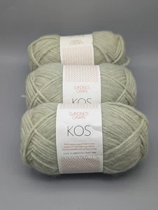 Baby Alpaca Wool Nylon Yarn Sandnes Garn KOS Worsted 50g X 3 Lot Light Green - Picture 1 of 4