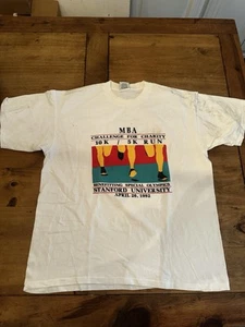 Vtg MBA Challenge For Charity Stanford University Marathon Shirt White XL Run - Picture 1 of 5