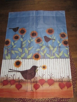 Evergreen Fall Autumn Nylon Decorative Flag Black Crows Sunflowers 29x43 - Image 1 of 2