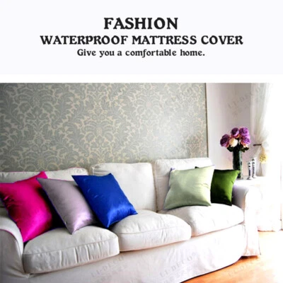 Satin Throw Pillow Solid Color Square Home Sofa Decor Pillow Cushion Cover18x18" - Image 1 of 4
