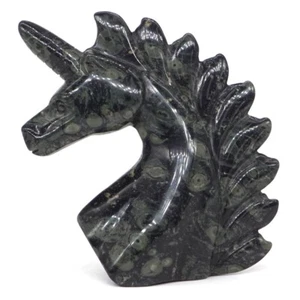 Estatuilla de Reiki tallada cristal jaspe kamba verde natural cabeza de unicornio #18 - Imagen 1 de 5