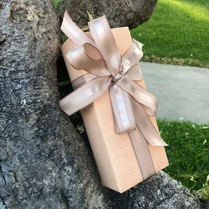 Tan Grosgrain Ribbon with Rose Gold Border, 1 inch, 10 Yards, Khaki Ribbon  - Picture 1 of 8