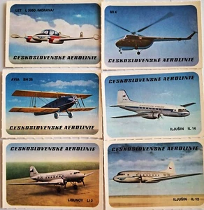 CSA Checoslovak Airlines 6 tarjetas comerciales L2000. Sujetador 25. IL 14. IL 12. LI 2. MI 4. - Imagen 1 de 2