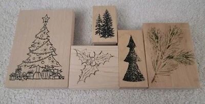 Rubber Stamp Lot 5 -New-Unused- Christmas Trees - Image 1 of 4
