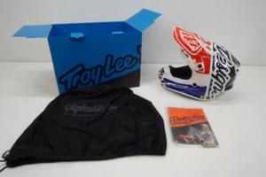 Casco Troy Lee Designs SE4 Poliacrilita Facotry Blanco Azul Rojo Juvenil Mediano AE - Imagen 1 de 13