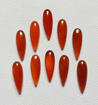 JUEGO DE 10 PIEZAS CABUJÓN PERA ÓNIX ROJO NATURAL 30X10X5 PIEDRAS PRECIOSAS SUELTAS BRASIL Foto 1 de 4