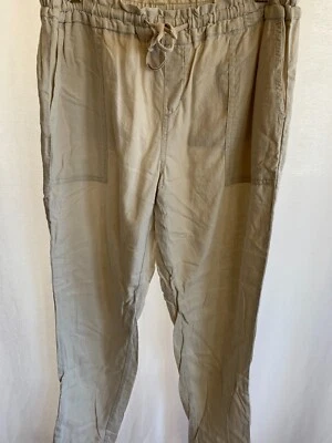 Faded Glory Size Small 4/6  Beige Pockets Elastic Waist Drawstring Linen Blend - Image 1 of 3