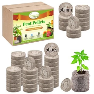 50 Pcs 50mm Seed Starter Peat Pellets Pods for Seedlings-Compressed Seed Pellets - Picture 1 of 7