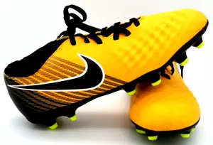 Size 5 Nike Designed Kids Magista Yellow Orange Small Soccer Shoes Rubber Studs - Picture 1 of 9