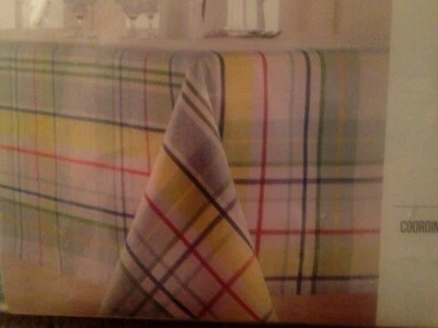 Food Network Farm Fresh Pastel Woven Tablecloth; Plaid/Blue/Wht/Yellow, 60"x102" - Image 1 of 4