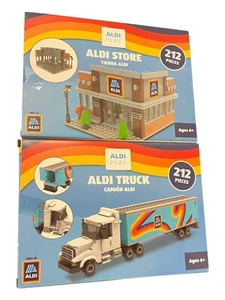 Lote de conjuntos de camiones y tiendas ALDI Aldi encuentra bloques de ladrillos de construcción completos - Imagen 1 de 5
