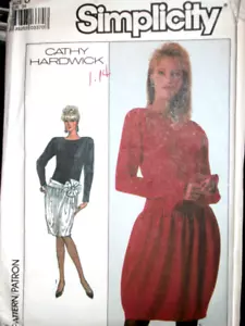 Miss Cathy Hardwick UNCUT Simplicity 8415 Pattern Below Drop Waist Dress Size 8 - Foto 1 di 2