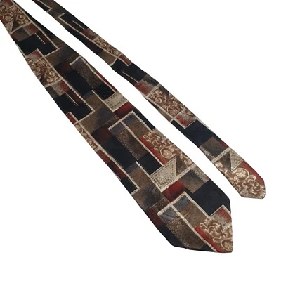 Gravata masculina Bachrach designer italiano cinza preto acessório vintage presente pai - Imagem 1 de 4