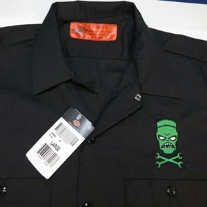 NEW NWT DICKIES FRANKENSTEIN MONSTER RACING SKULL WRENCH CROSSBONES WORK SHIRT L - Picture 1 of 4
