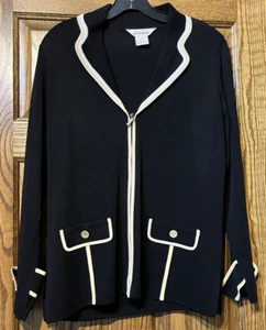 Vintage Exclusively Misook White/Tan Women's Cardigan Size S - Picture 1 of 8