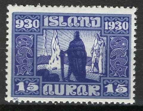 Iceland 1930, 15 Aur vikings, 1000 years Allthing MNH, Mi 129 Cover