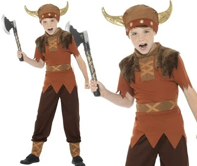 Elegante Vestido Niños Vikingo Disfraz y Sombrero Niños Libro Día Conjunto de Smiffys Foto 1 de 4
