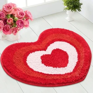Valentine's Day Heart Door Mat Rugs Heart Decor Bathroom Rug Decoration Red G... - Picture 1 of 6