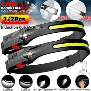 2X Waterproof COB Headlamp Night Buddy LED Motion Sensor Head Torch Headlight UK - Picture 1 of 12