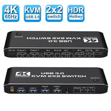 2X2 USB 3.0 HDMI KVM Switch 4K 60Hz Dual Monitor Extended Display Switcher 2 PC