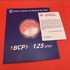 2014 PERU 125 YEARS CREDIT BANK OF PERU 1oz OUNCE SILVER 925 Sterling Coin
