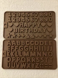 Silicone Chocolate Molds, Letters & Numbers, Happy Birthday, Brown - Picture 1 of 5