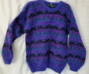 Vintage L 80er Jahre Mohair Pullover lila das Gold Label Designer Kollektion Made in UK - Bild 1 von 9
