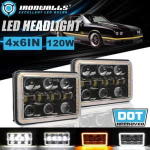 Pair 4x6" LED Headlights Hi/Lo DRL Turn Signal for Chevrolet Monte Carlo 1980-88 - Picture 1 of 12