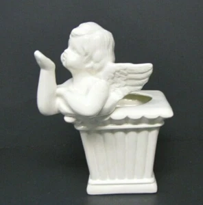  Angel Blowing A Kiss Ivory Ceramic Flower Planter - Picture 1 of 8