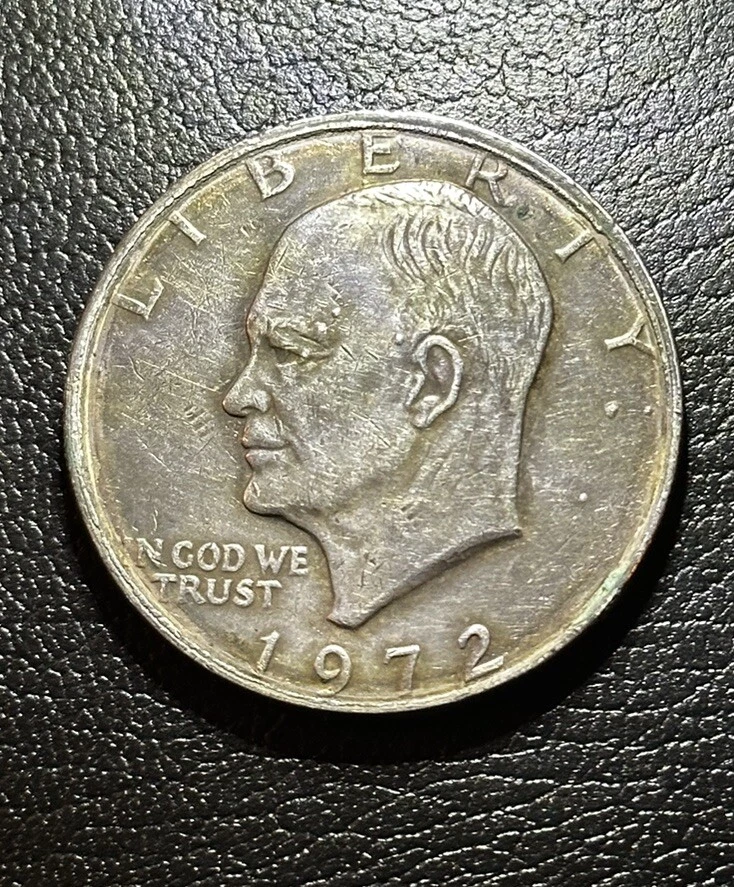 1972 P Eisenhower Dollar Error Multiple Obverse & Reverse Bumps + Debris - Image 1 of 4