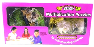 Multiplication Puzzles 2 Sided 10-Self-Checking Puzzles with Animal Puzzles Kids - Picture 1 of 4