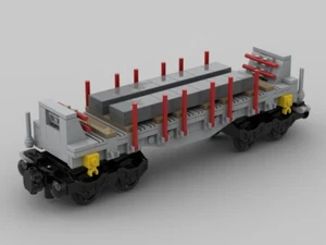 LEGO City MOC Eisenbahn Bauanleitung Flachwagen Rmms von der DB mit Brammen - Zdjęcie 1 z 1