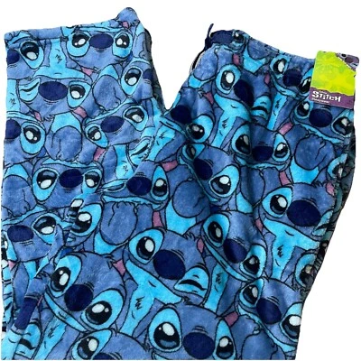 XL Disney Lilo Stitch Adult Sleep Superminky Blue Lounge Pants Size Extra Large - Image 1 of 4