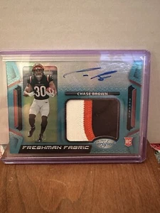 2023 Panini Certified Chase Brown Freshman Fabric RC Auto 3Color Patch /49 RPA - Picture 1 of 6