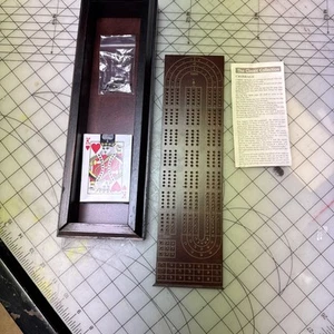 Luxury 3 Track Dark Wooden Cribbage Set Large Slide Storage Cards Pegs - Picture 1 of 15